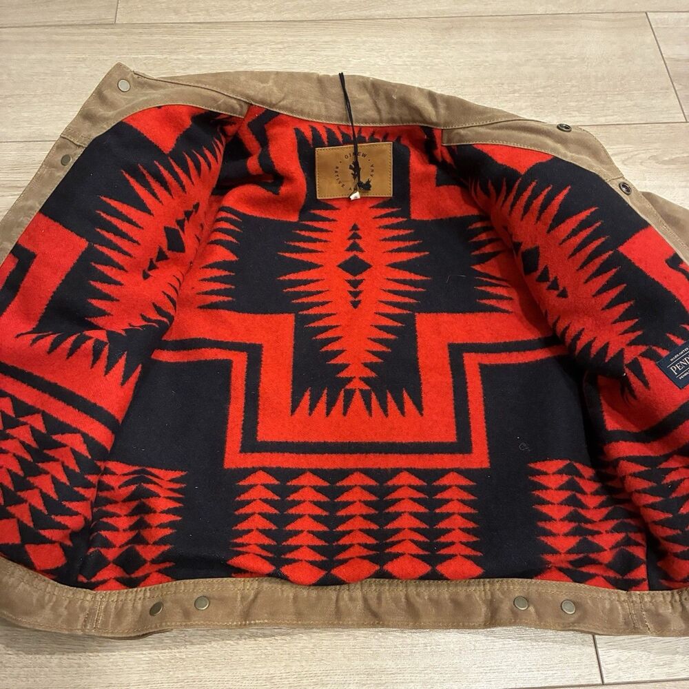 NWT Ginew x Pendleton Women’s Legends Niizhoo Coat Leather Wool Lined Size M - Picture 5 of 7